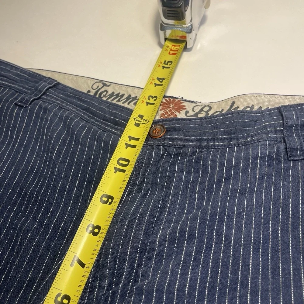 Tommy Bahama Paradise Nation Linen Cargo Shorts 38 Navy Blue Striped Casual